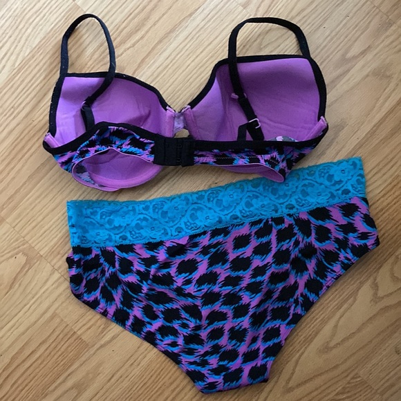 Purple, Black & Blue Bra Set by Xhileration sz 36D/M - Picture 4 of 6